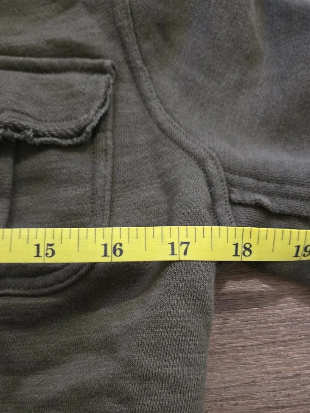 LRL Olive Green French Terry Cargo Utility Jacket Buttons S Military Style Layer